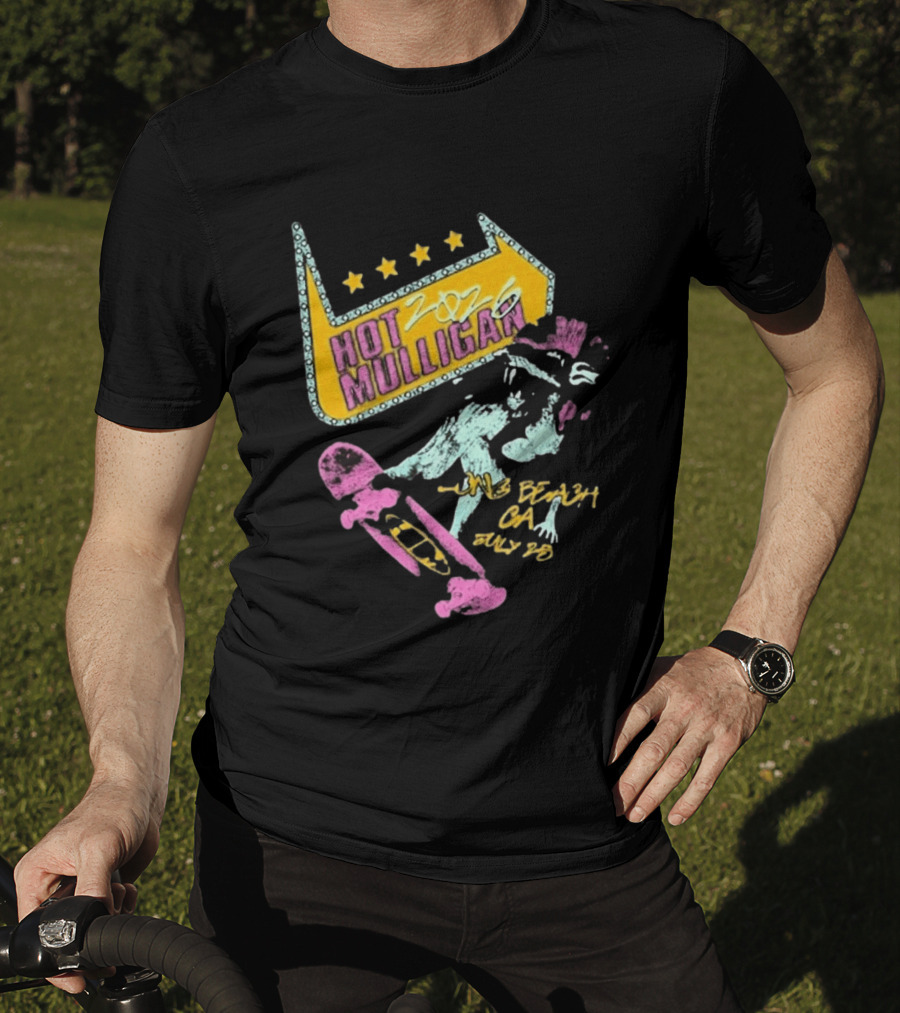 Hot Mulligan Long Beach CA 2026 Warped Tour July 25 Skateboarding Art With Stars T-Shirt