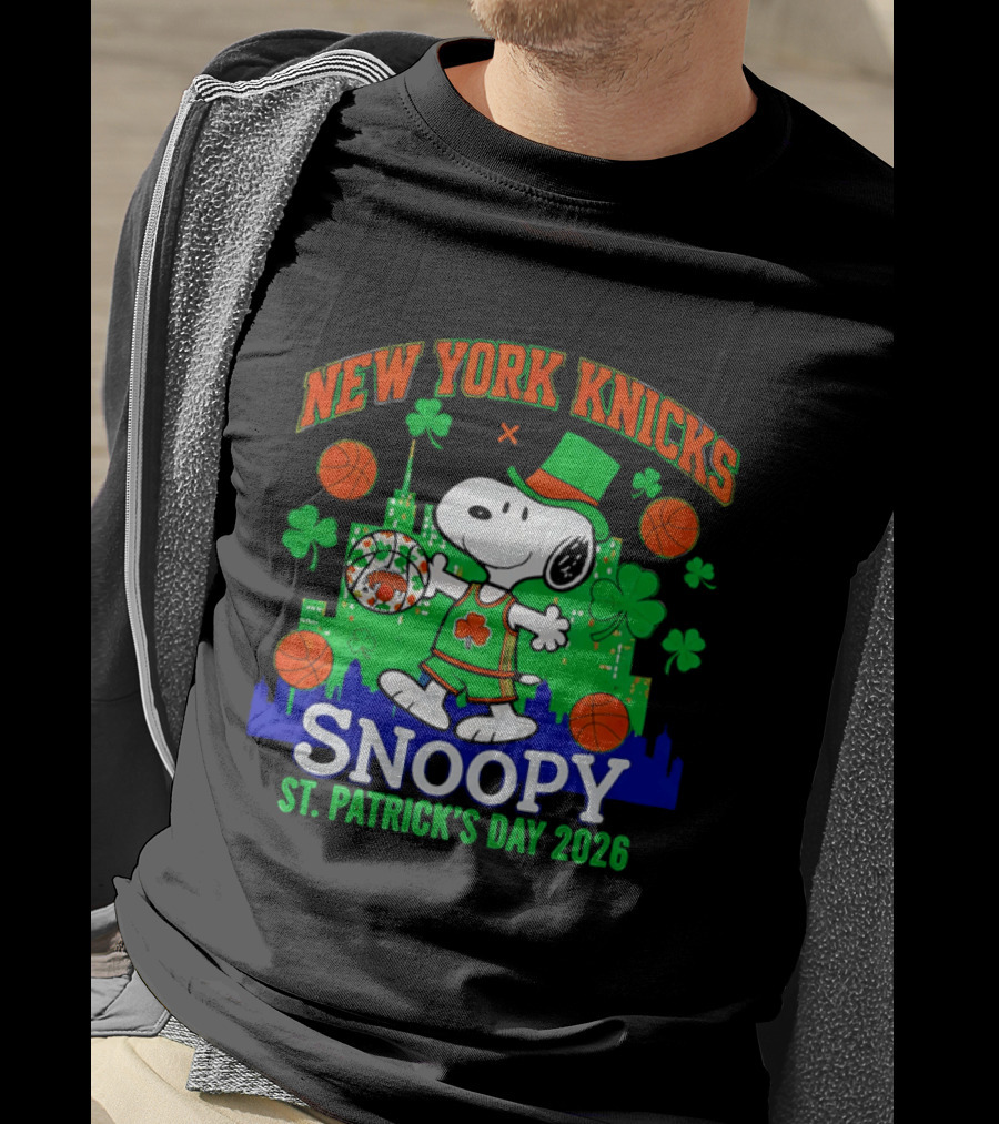New York Knicks Snoopy St Patrick's Day 2026 Celebration T-Shirt