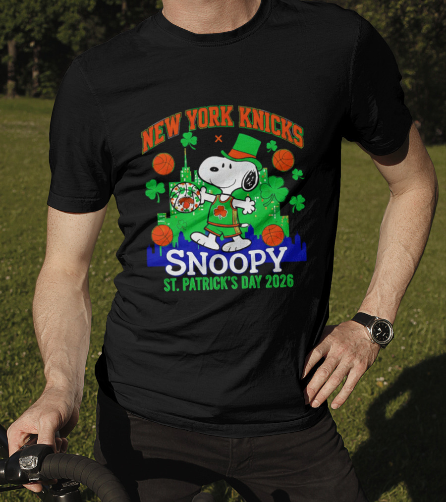 New York Knicks Snoopy St Patrick's Day 2026 Celebration T-Shirt