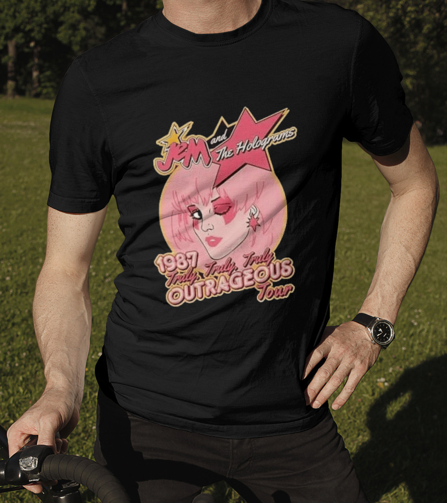 1987 Truly Outrageous Tour Jem And The Holograms Retro Pink Star T-Shirt