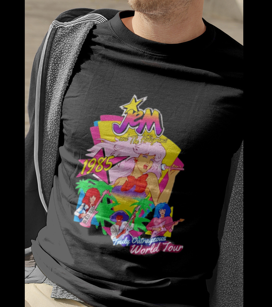 Jem And The Holograms 1985 Truly Outrageous World Tour Retro Concert Fan T-Shirt