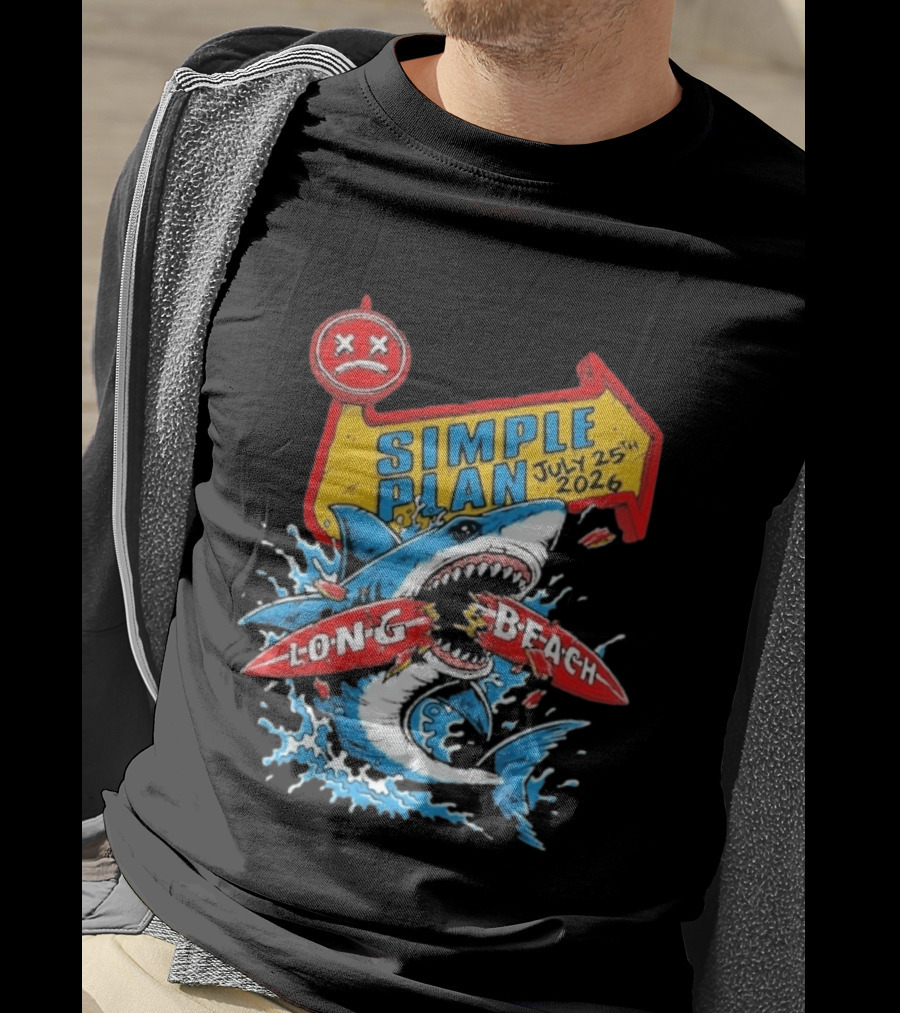 Simple Plan Shark Long Beach July 25 2026 T-Shirt