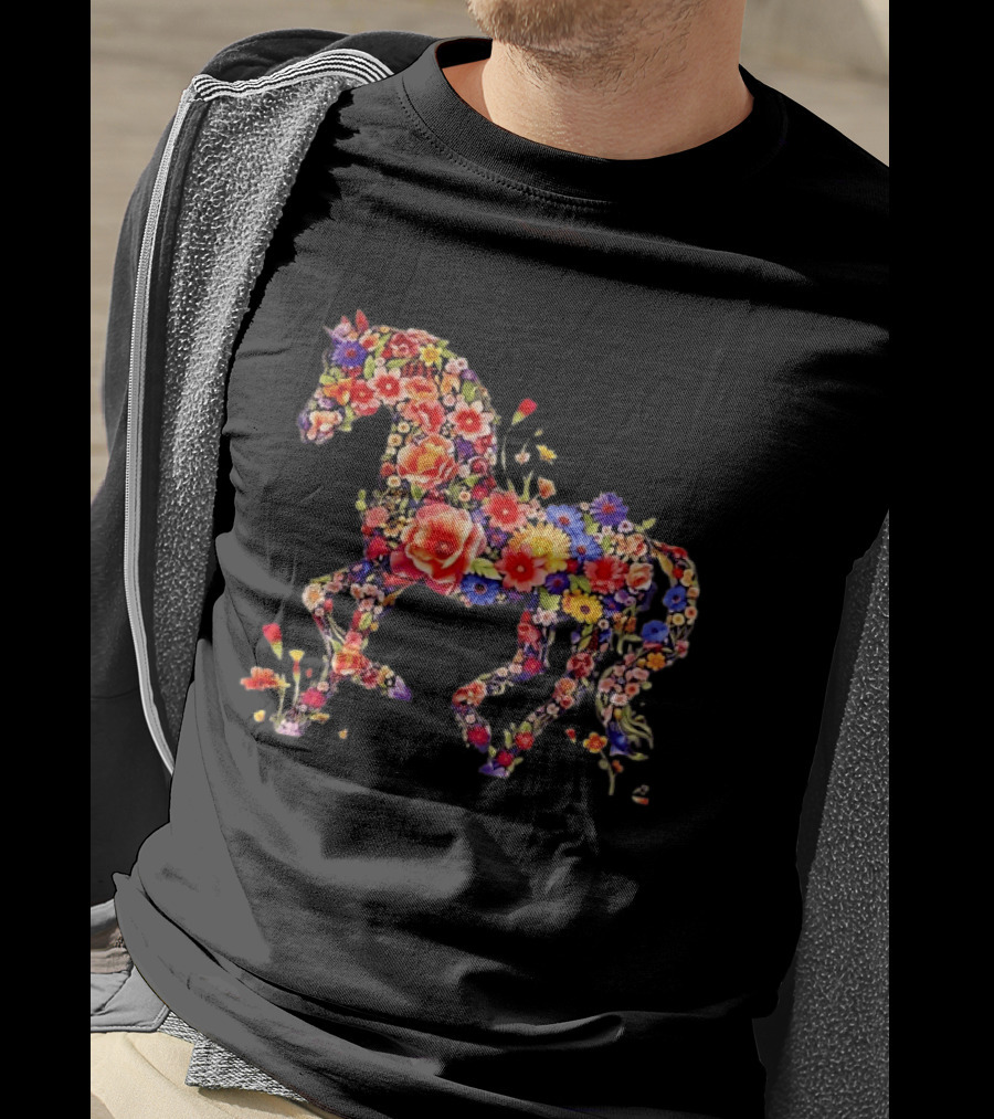 Unicorn Floral Blossoms Mythical Fantasy Animal Nature Garden Botanical T-Shirt