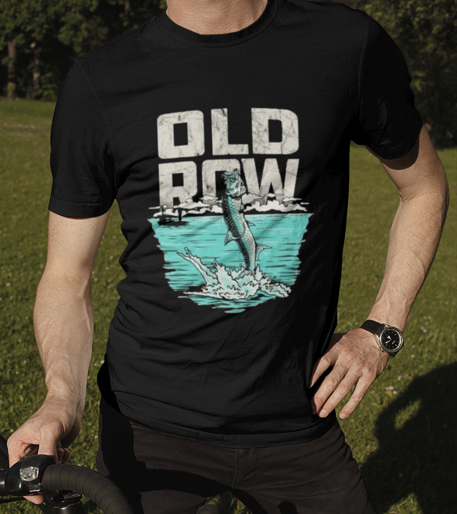 Old Row Tarpon Jumping Fishing Scene T-Shirt