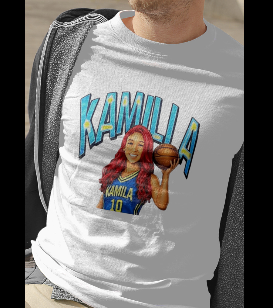 Kamilla Cardoso Basketball Art With Blue And Yellow Jersey T-Shirt