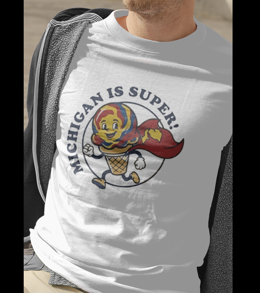 Michigan Is Super Superman Ice Cream Hero Cape Scoops T-Shirt