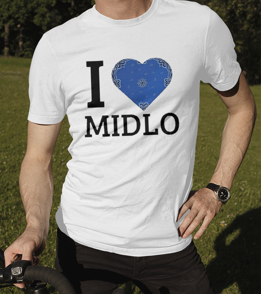 Midlo Love I Heart Blue Bandana T-Shirt