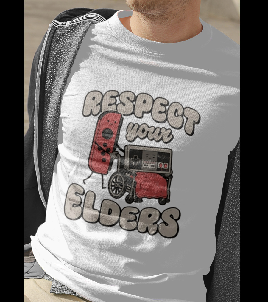 Respect Your Elders Retro Game Console Humor T-Shirt