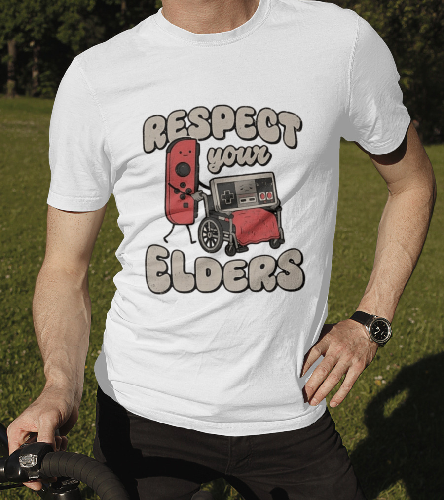 Respect Your Elders Retro Game Console Humor T-Shirt