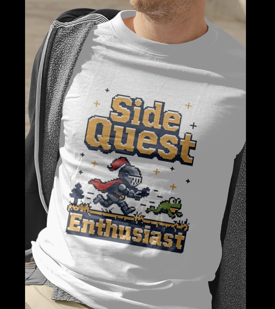 Side Quest Enthusiast Knight Chasing Frog Adventure T-Shirt