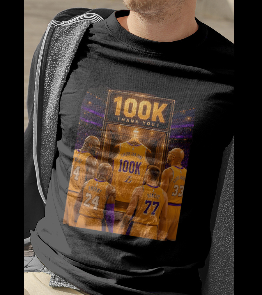 100K Thank You Lakers Fan Zone Players Shaq Kobe Abdul Jabbar T-Shirt