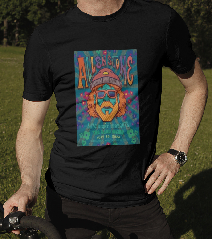 Allen Stone Fishers Indiana Late Night Thoughts The Band Memo July 26 2026 Nickel Plate District Amphitheater T-Shirt