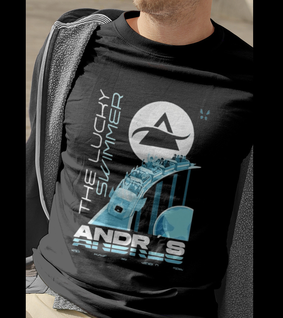 The Lucky Swimmer Andrés Roller Adventure Moon T-Shirt