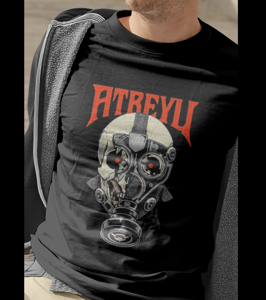 Atreyu Skull Gas Mask With Red Eyes T-Shirt