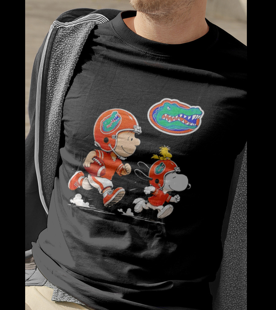 Charlie Brown Snoopy Florida Gators Football Running Kids T-Shirt