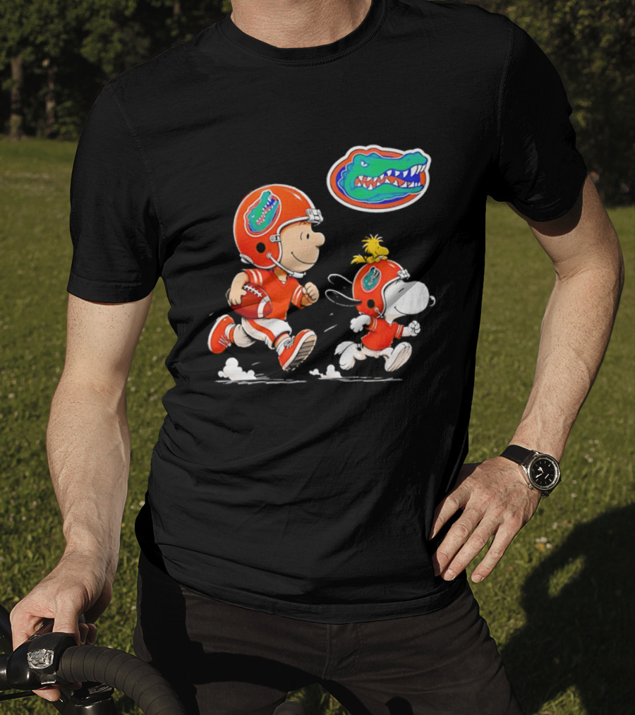 Charlie Brown Snoopy Florida Gators Football Running Kids T-Shirt