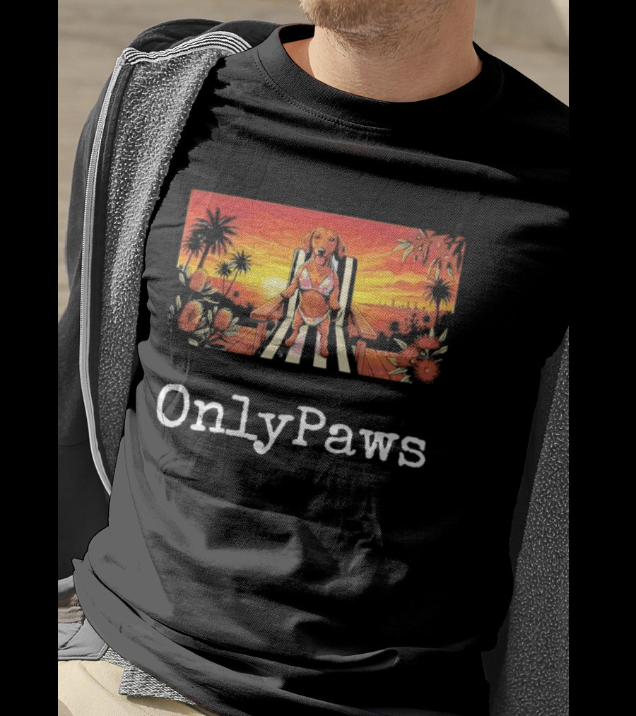 Beach Vibes Dachshund OnlyPaws Sunset Scene T-Shirt