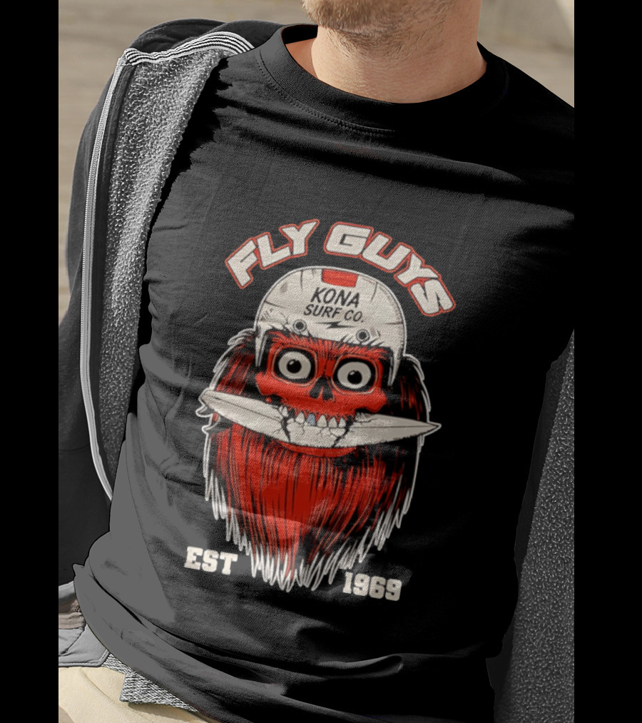 Fly Guys Kona Surf Co Est 1969 Skull Surfboard Helmet T-Shirt
