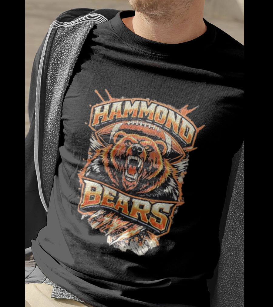 Hammond Bears Football Roaring Bear And Football T-Shirt