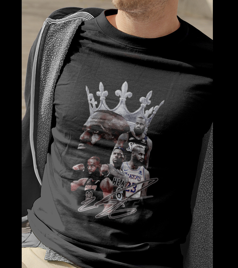 Lebron James Crown Collage Cleveland Miami Lakers Philadelphia 76ers T-Shirt