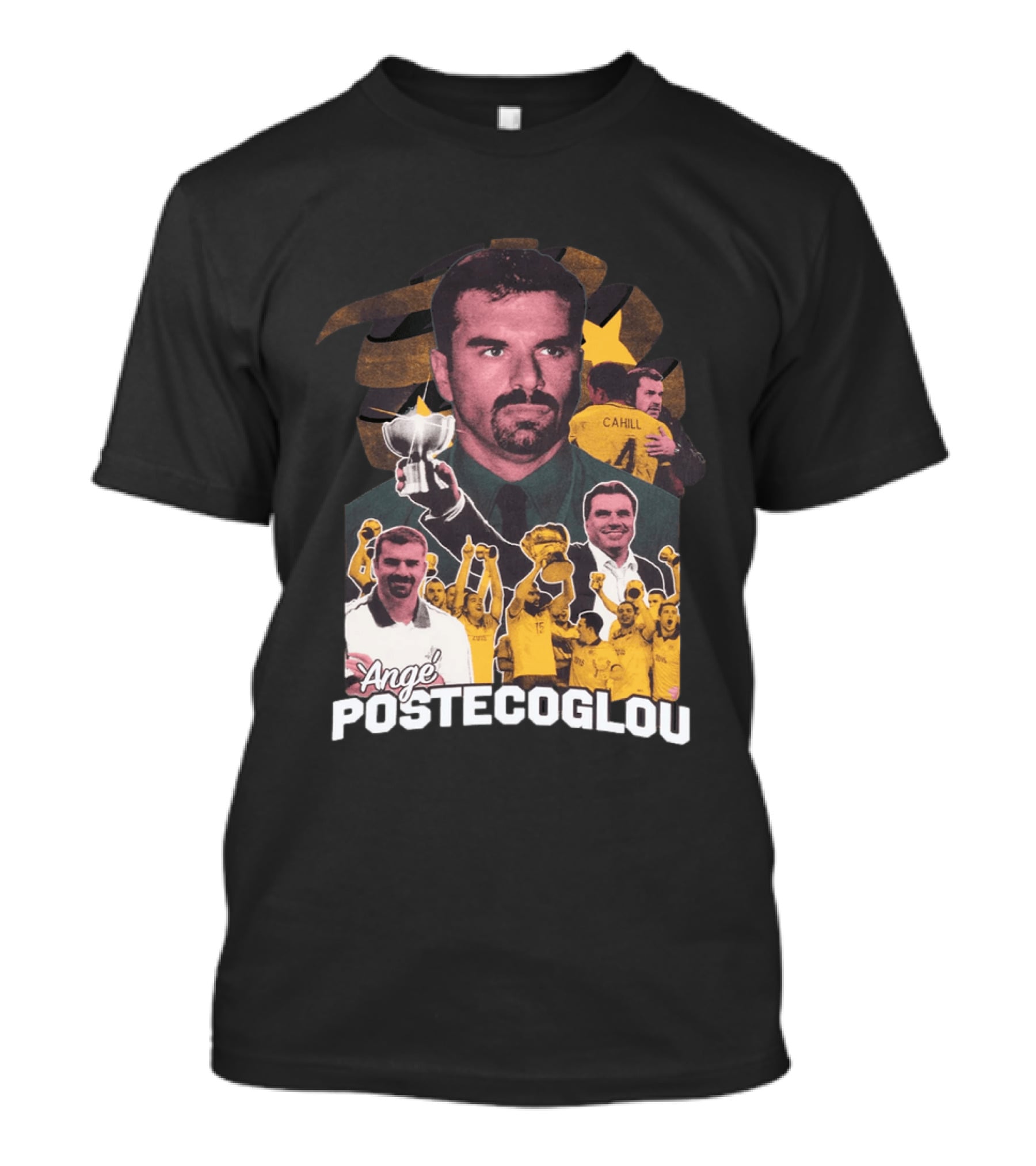 Ange Postecoglou Victory Celebration Collage Champions Cup Cahill T-Shirt