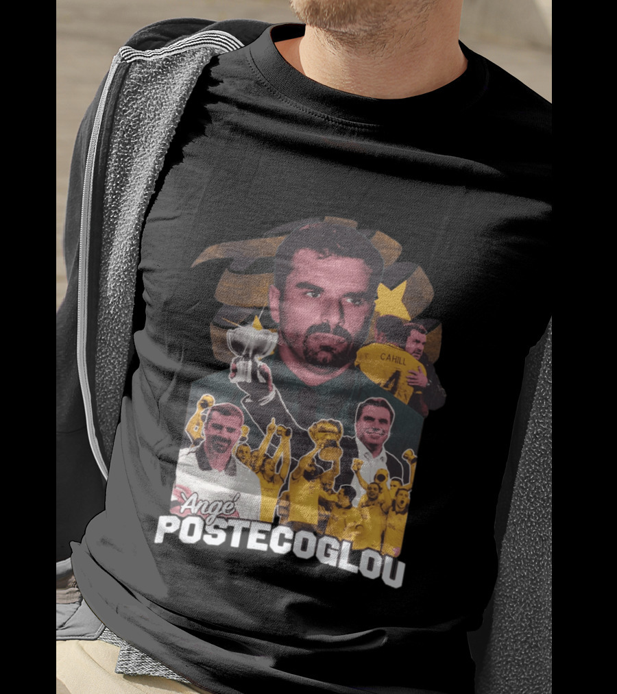 Ange Postecoglou Victory Celebration Collage Champions Cup Cahill T-Shirt