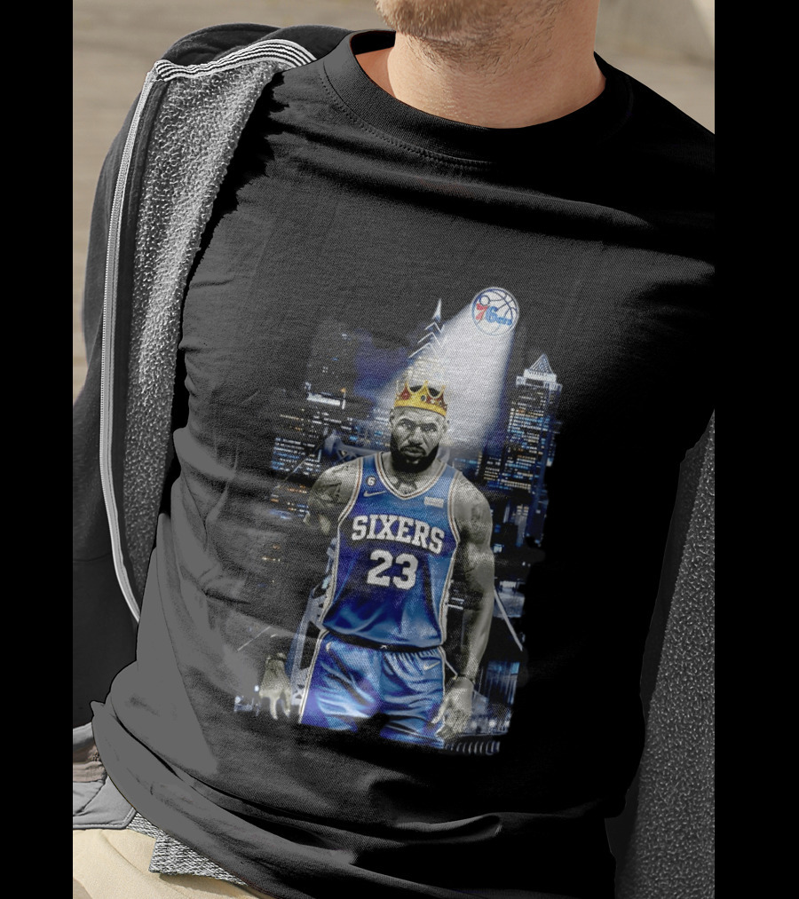 Philadelphia 76ers LeBron James NBA Sixers 23 Jersey With Crown And City T-Shirt