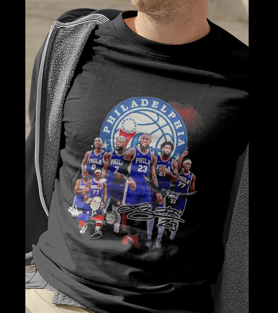 Philadelphia 76ers LeBron James 23 Phila Basketball Team Collage T-Shirt