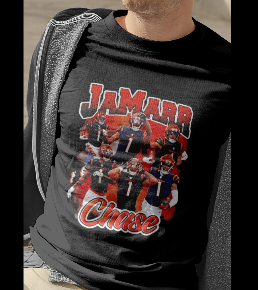 Ja'Marr Chase Cincinnati Bengals Collage Player 1 NFL Football Star T-Shirt