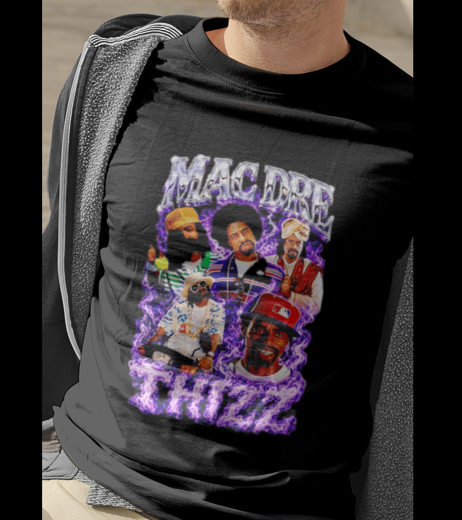 Mac Dre Thizz Collage Purple Rap Music T-Shirt