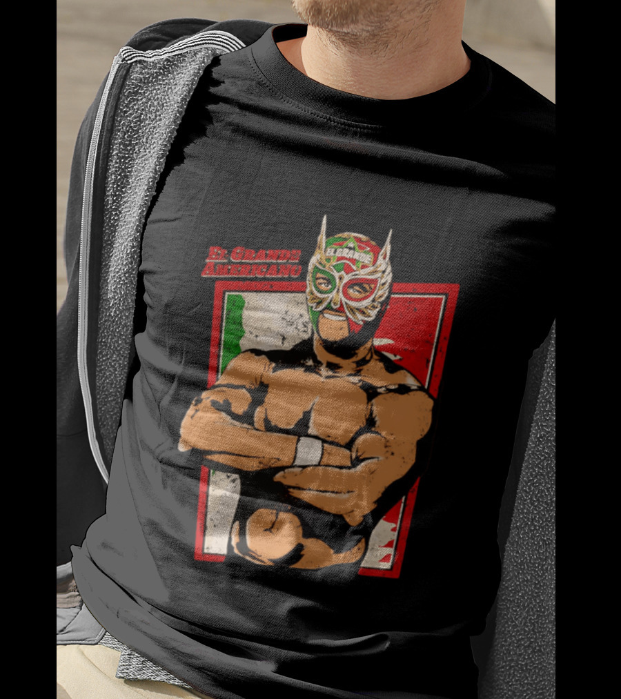 El Grande Americano Lucha Libre Wrestler Mexican Flag Masked Hero T-Shirt