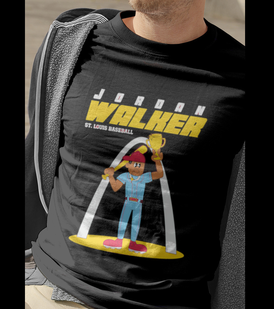 Jordan Walker St. Louis Baseball Animated Trophy Celebration T-Shirt