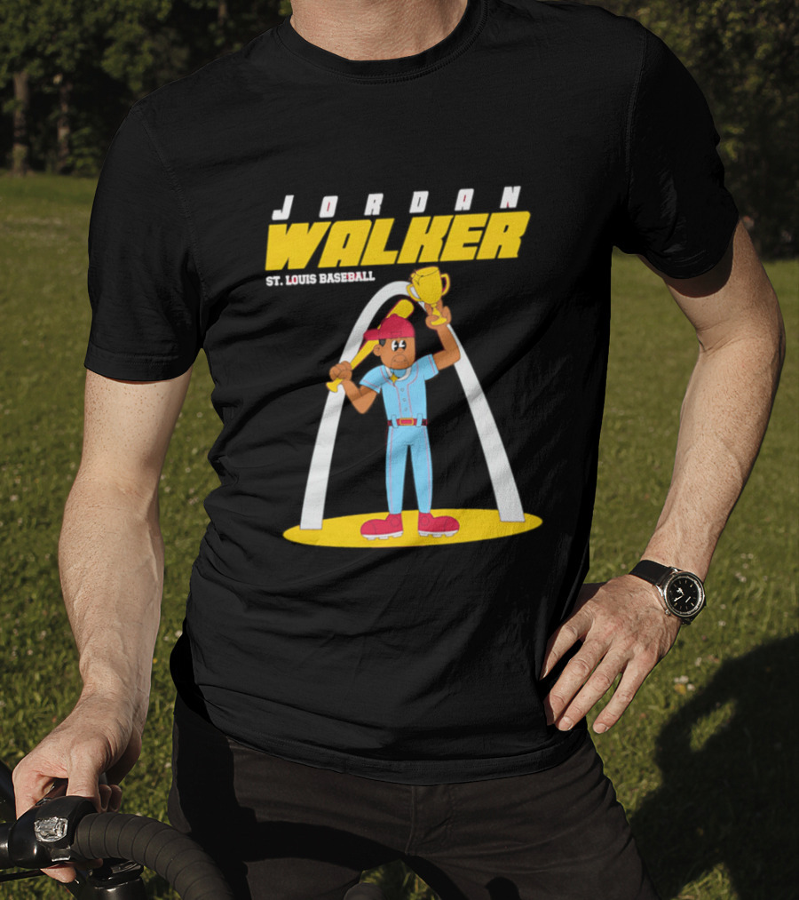 Jordan Walker St. Louis Baseball Animated Trophy Celebration T-Shirt