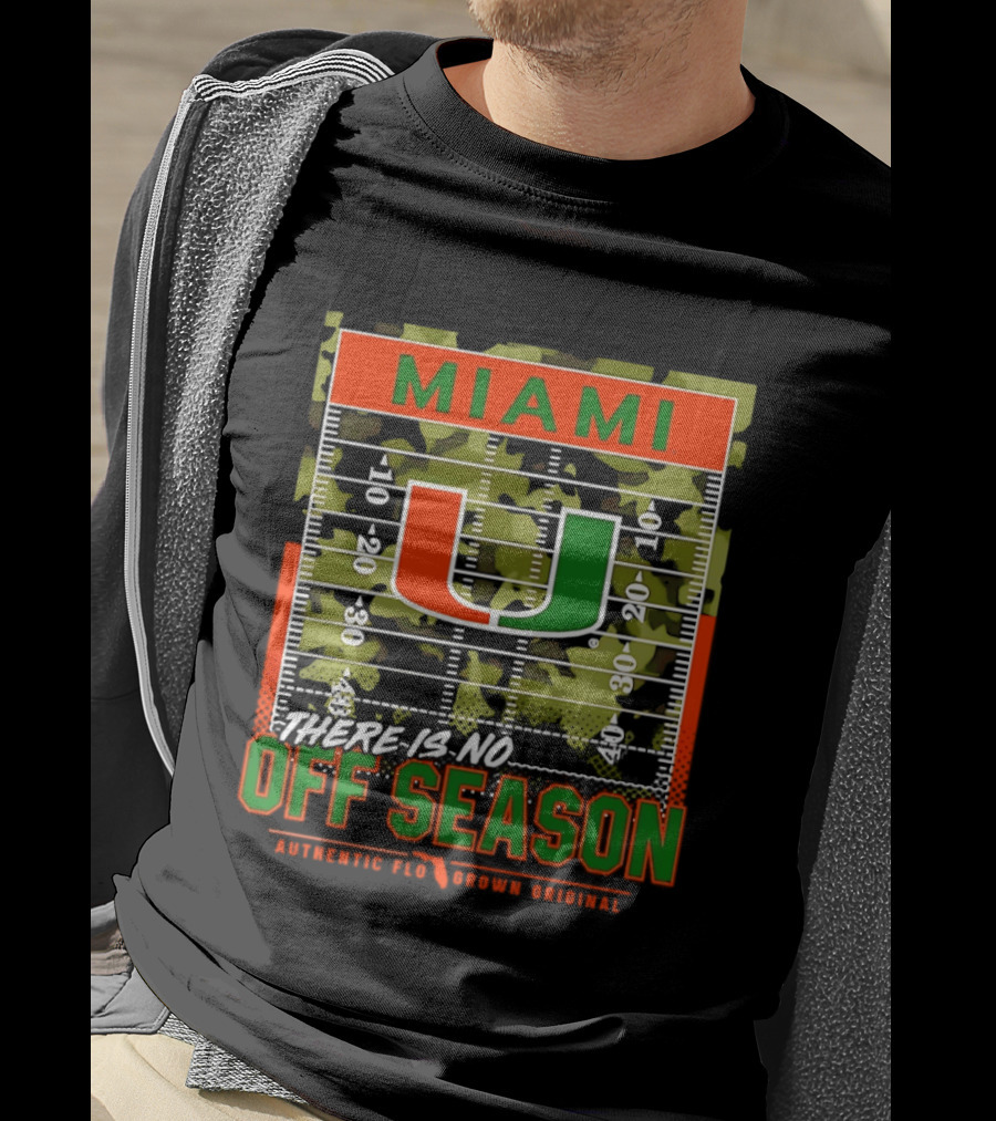 Miami Hurricanes U No Off Season Football Field Camo T-Shirt