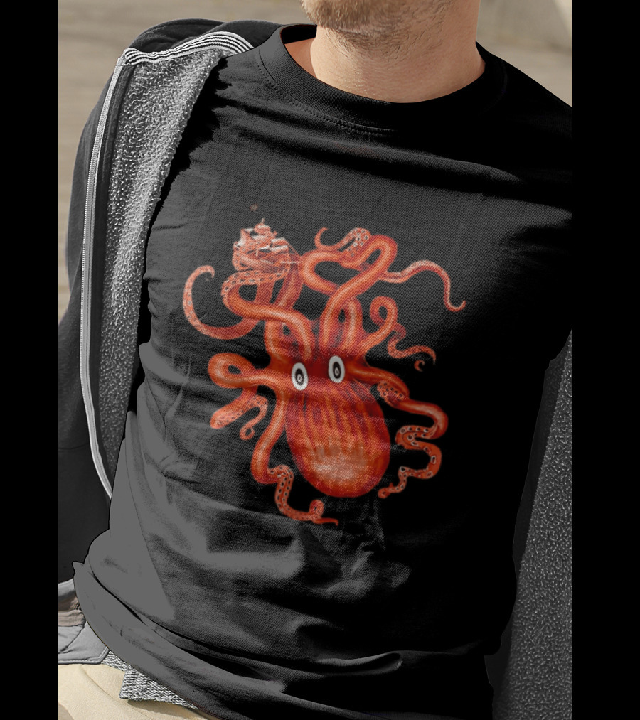 Kraken Vs Ship Nautical Adventure Monster T-Shirt