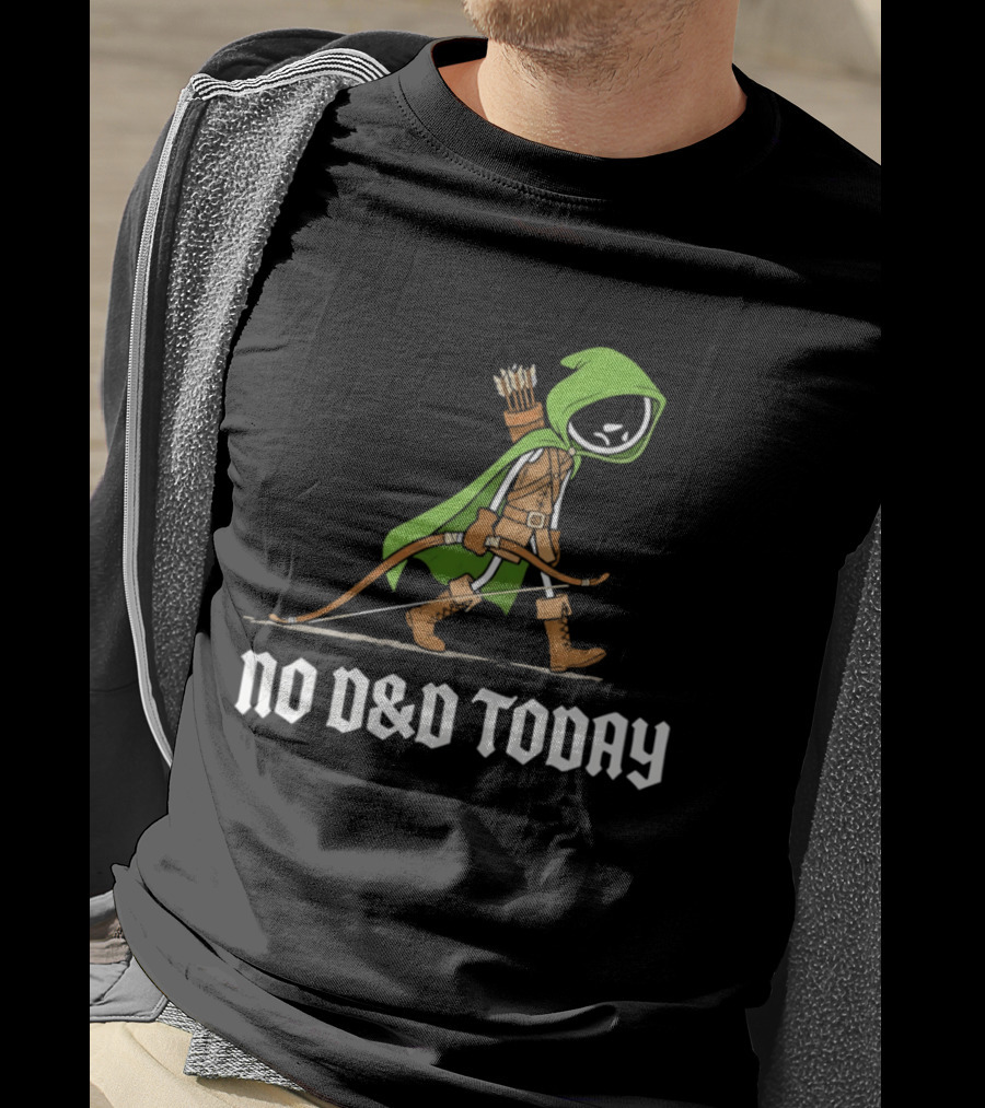 No D&D Today Ranger Cartoon Archer Green Hood Bow And Arrows T-Shirt
