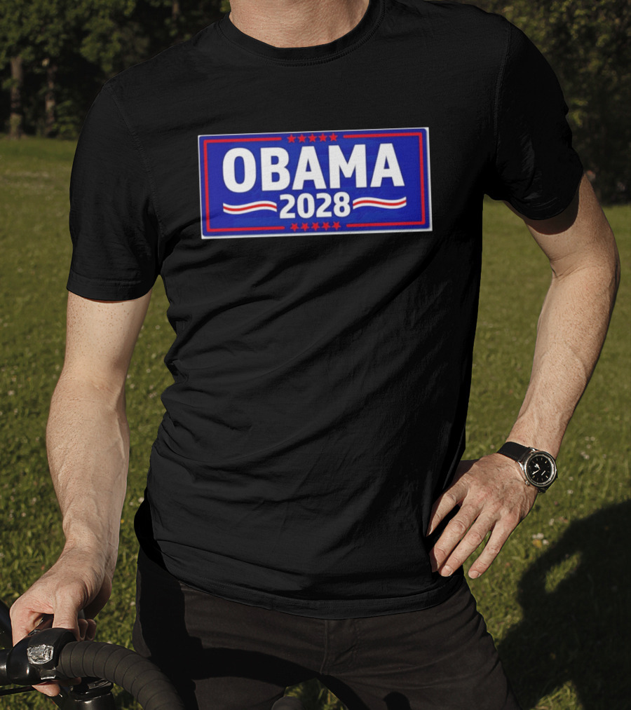 Obama 2028 Stars Stripes Political Campaign T-Shirt