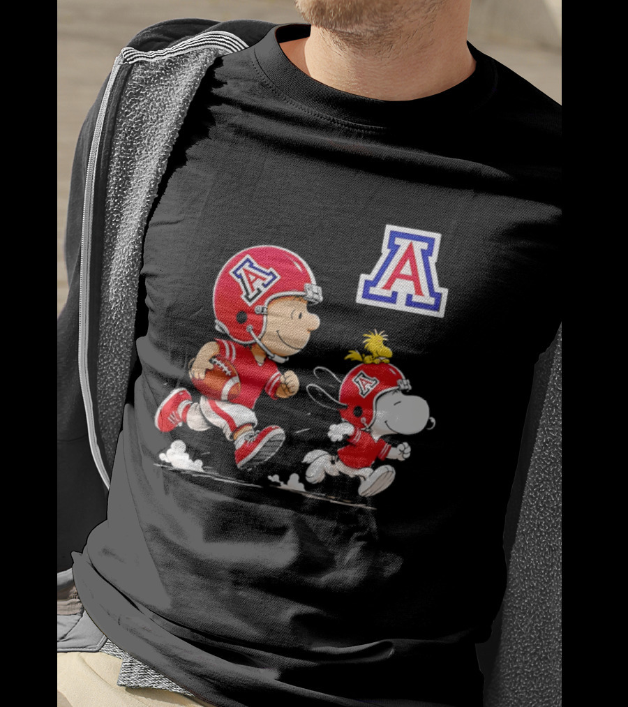 Peanuts Characters Football Arizona Wildcats Team Helmets And Jerseys T-Shirt