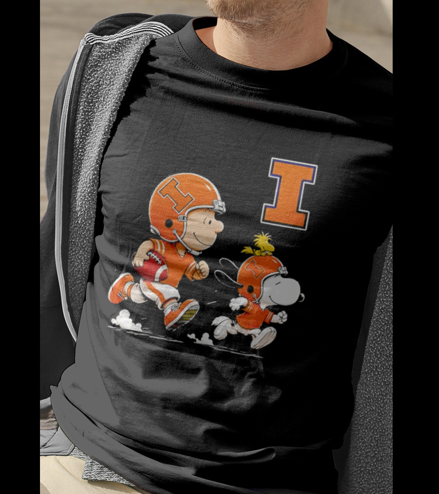 Charlie Brown Snoopy Football Running Letter I Peanuts T-Shirt