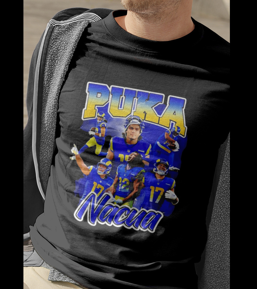 Puka Nacua Los Angeles Rams 17 Football Player Collage T-Shirt