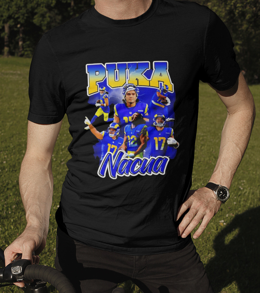 Puka Nacua Los Angeles Rams 17 Football Player Collage T-Shirt