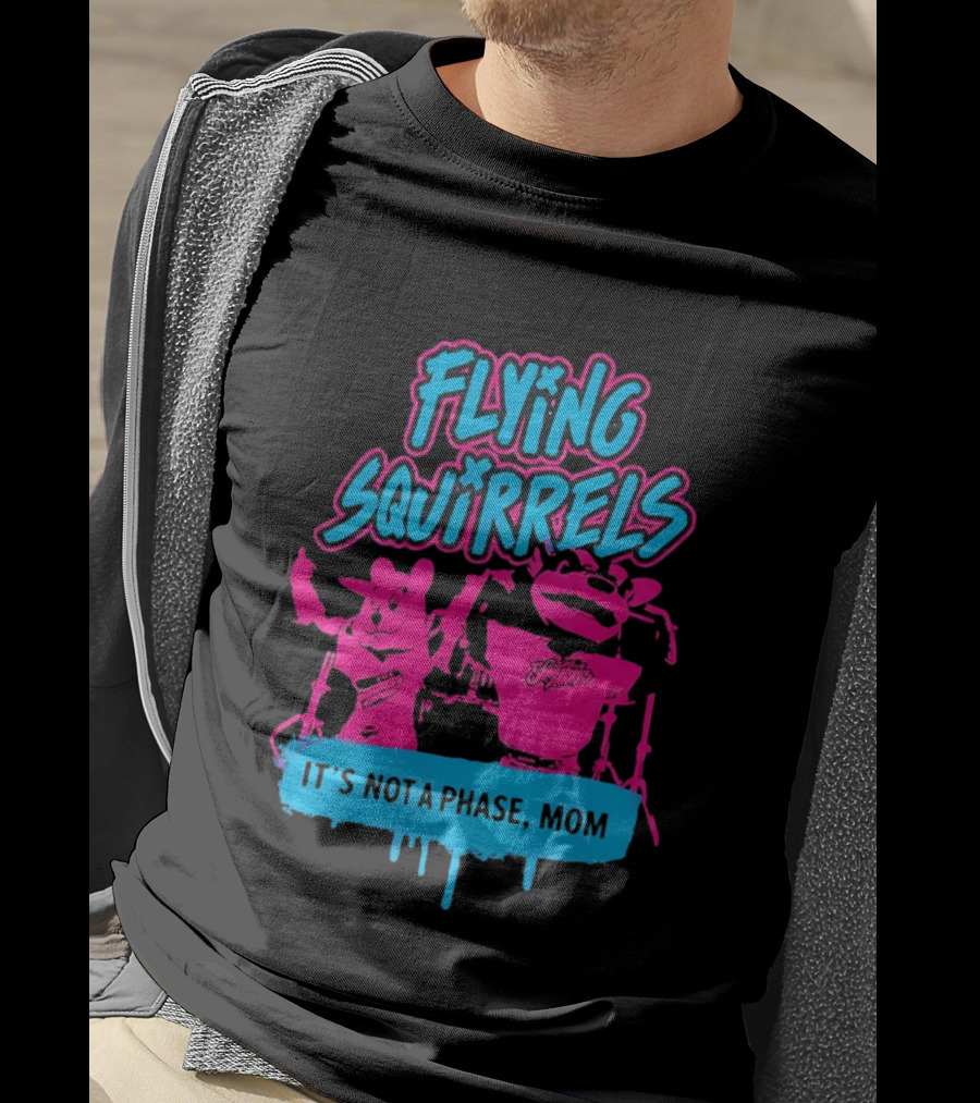 Richmond Flying Squirrels It's Not A Phase Mom Neon Squirrel Characters T-Shirt