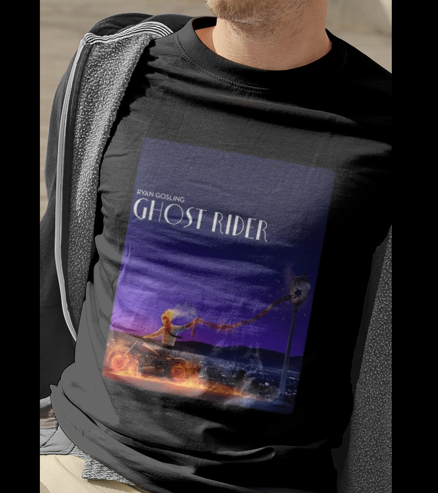 Ryan Gosling Ghost Rider Meets La La Land Lamppost Scene T-Shirt