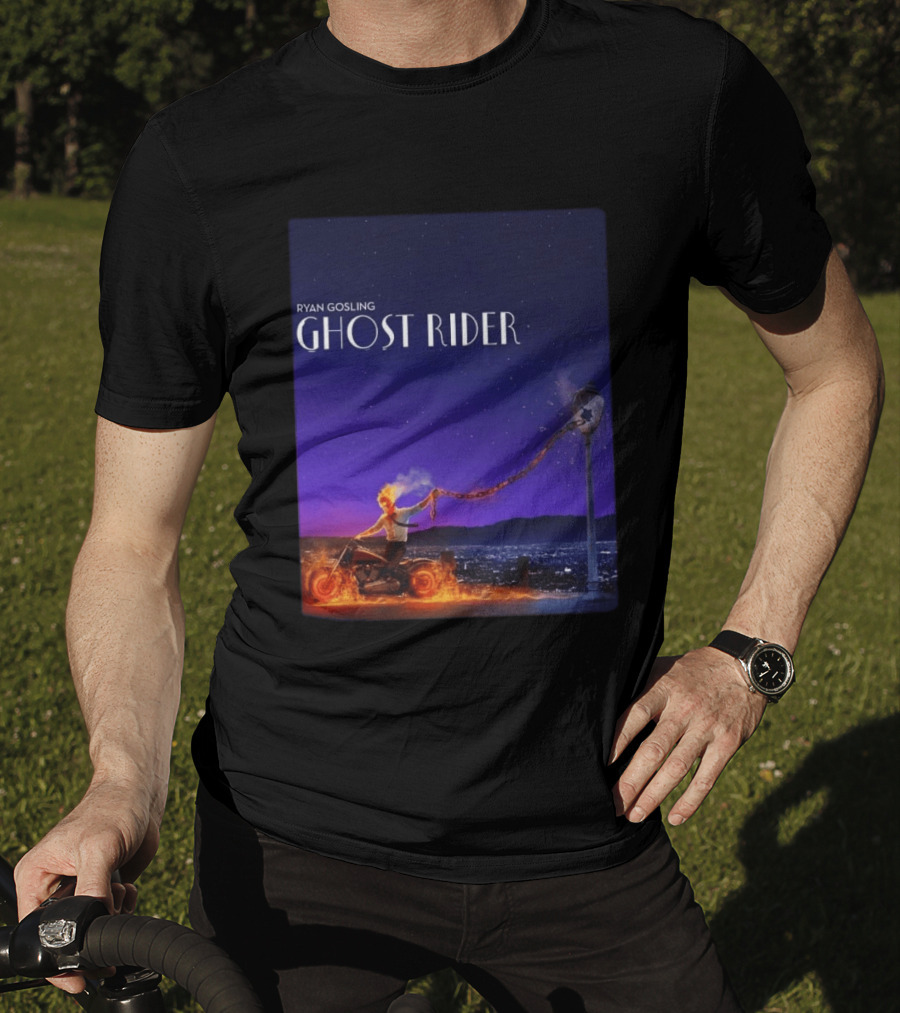 Ryan Gosling Ghost Rider Meets La La Land Lamppost Scene T-Shirt