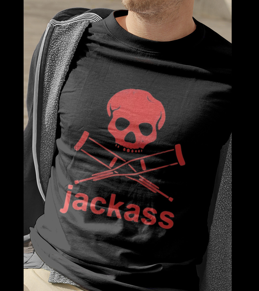 Skull Crutches Jackass Red T-Shirt