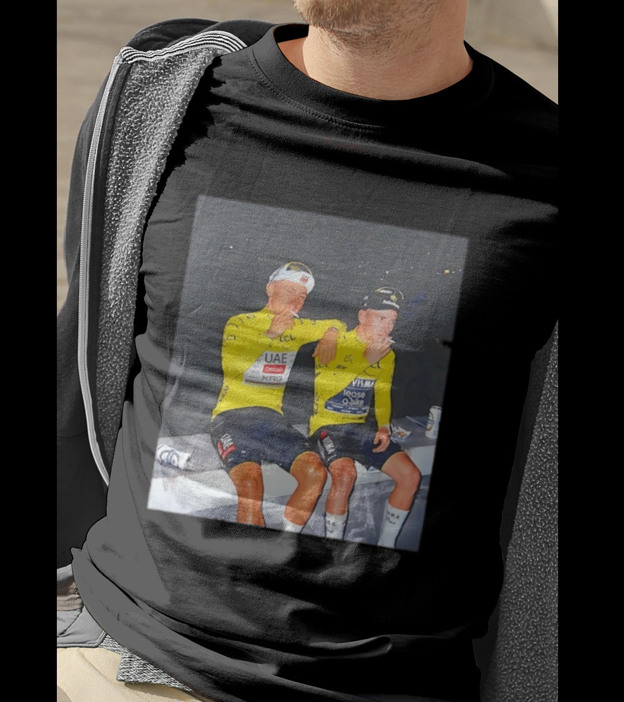 Tadej Pogačar Jonas Vingegaard Smoking LCL UAE Team Emirates Jumbo Visma Yellow Jersey T-Shirt