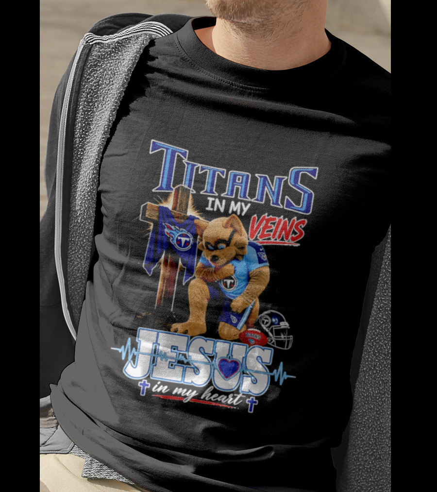Tennessee Titans In My Veins Jesus In My Heart Rex T-Shirt