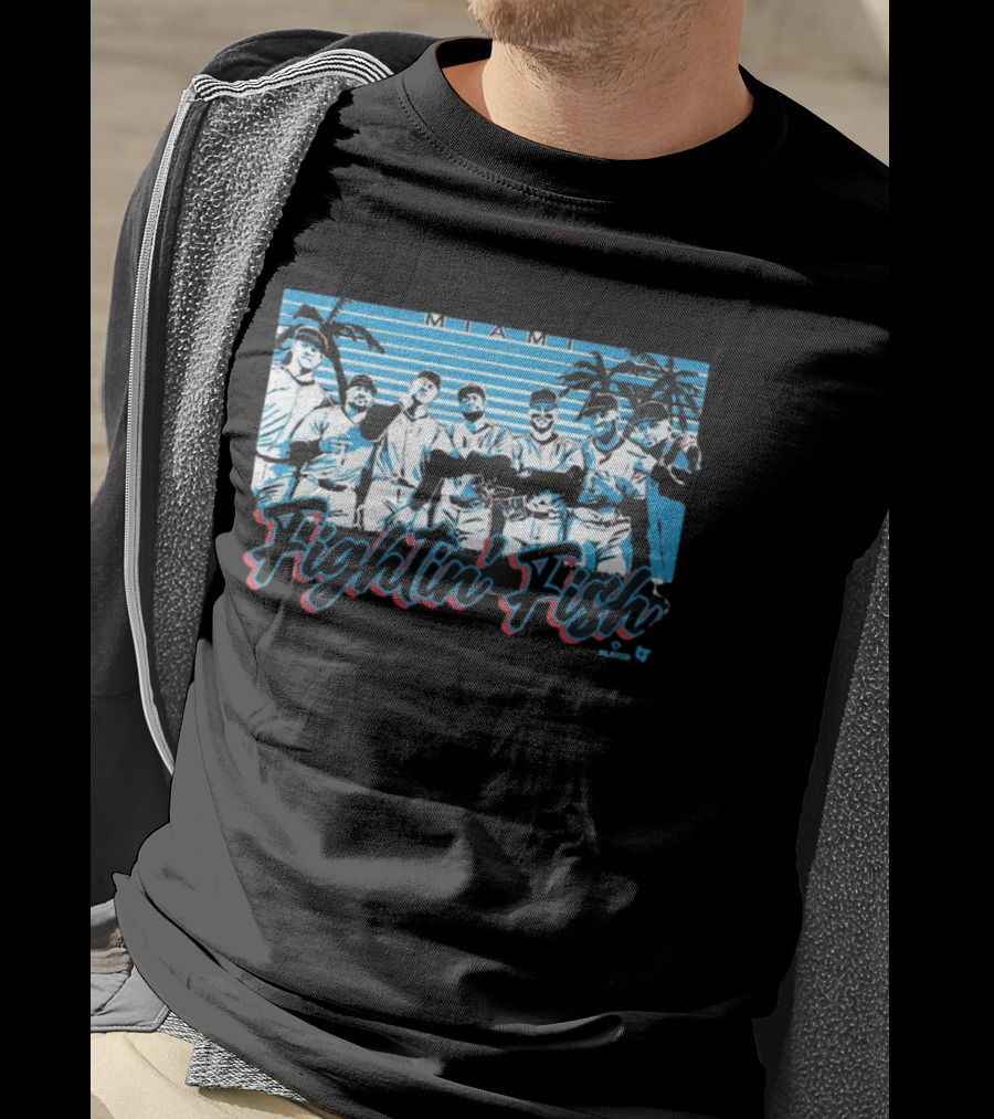 Miami Fightin' Fish Baseball Team Palm Trees T-Shirt