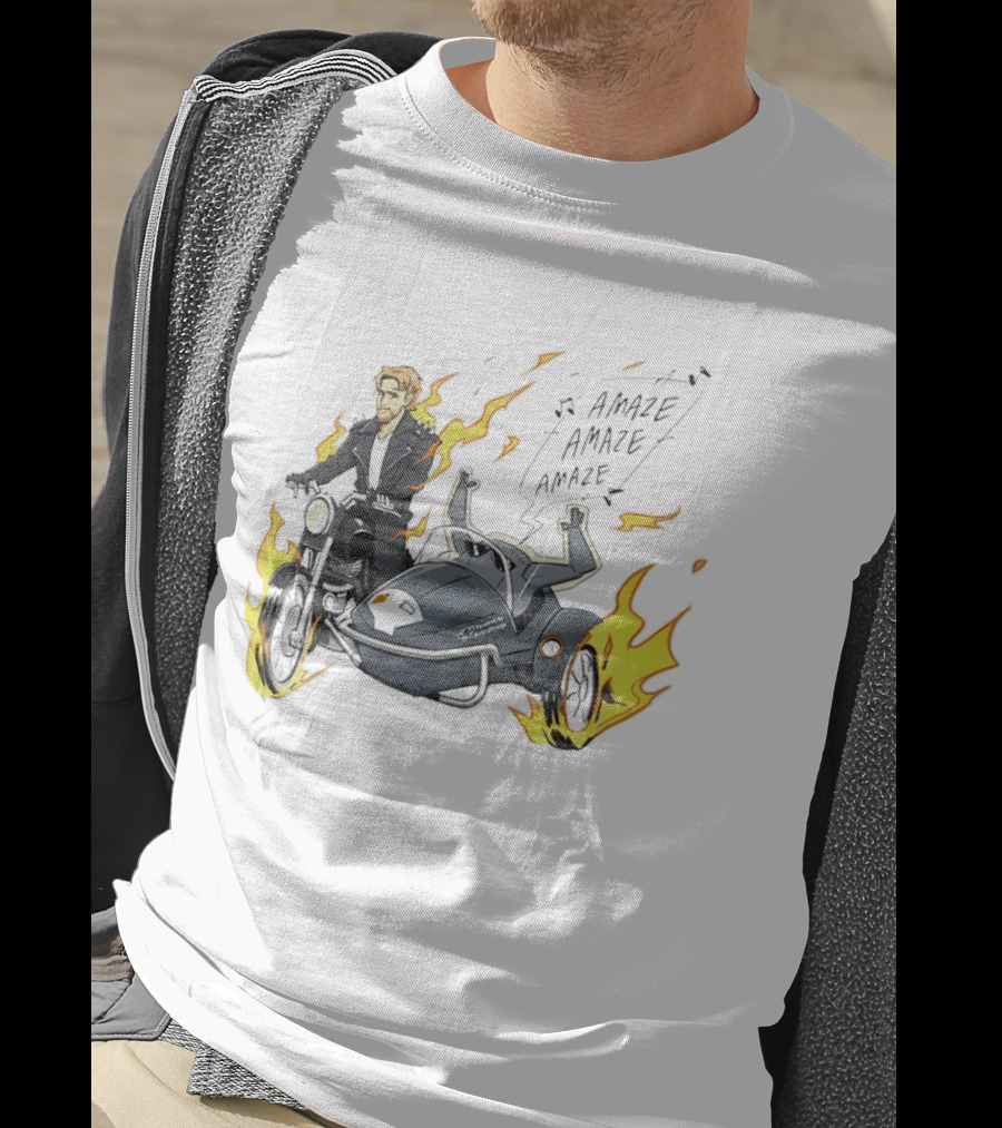 Amaze Amaze Amaze Ghost Rider Motorcycle Sidecar Flames T-Shirt