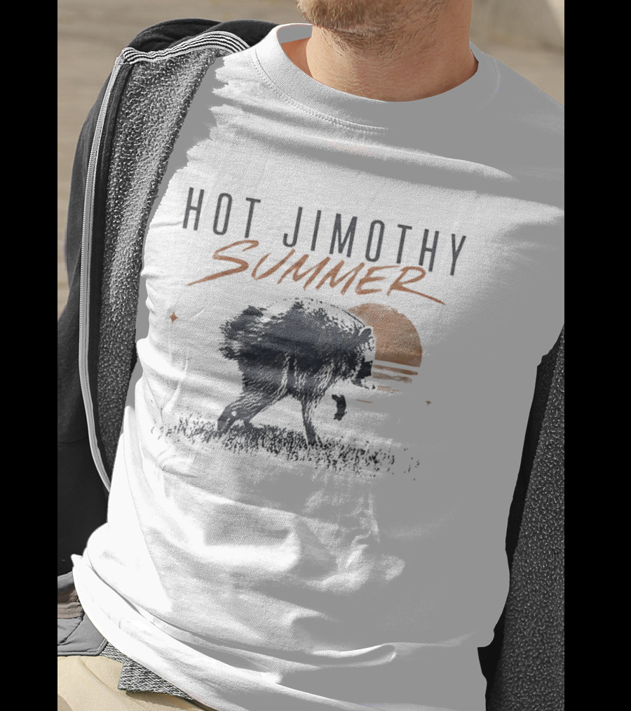 Hot Jimothy Summer Raccoon Silhouette At Sunset Moon T-Shirt